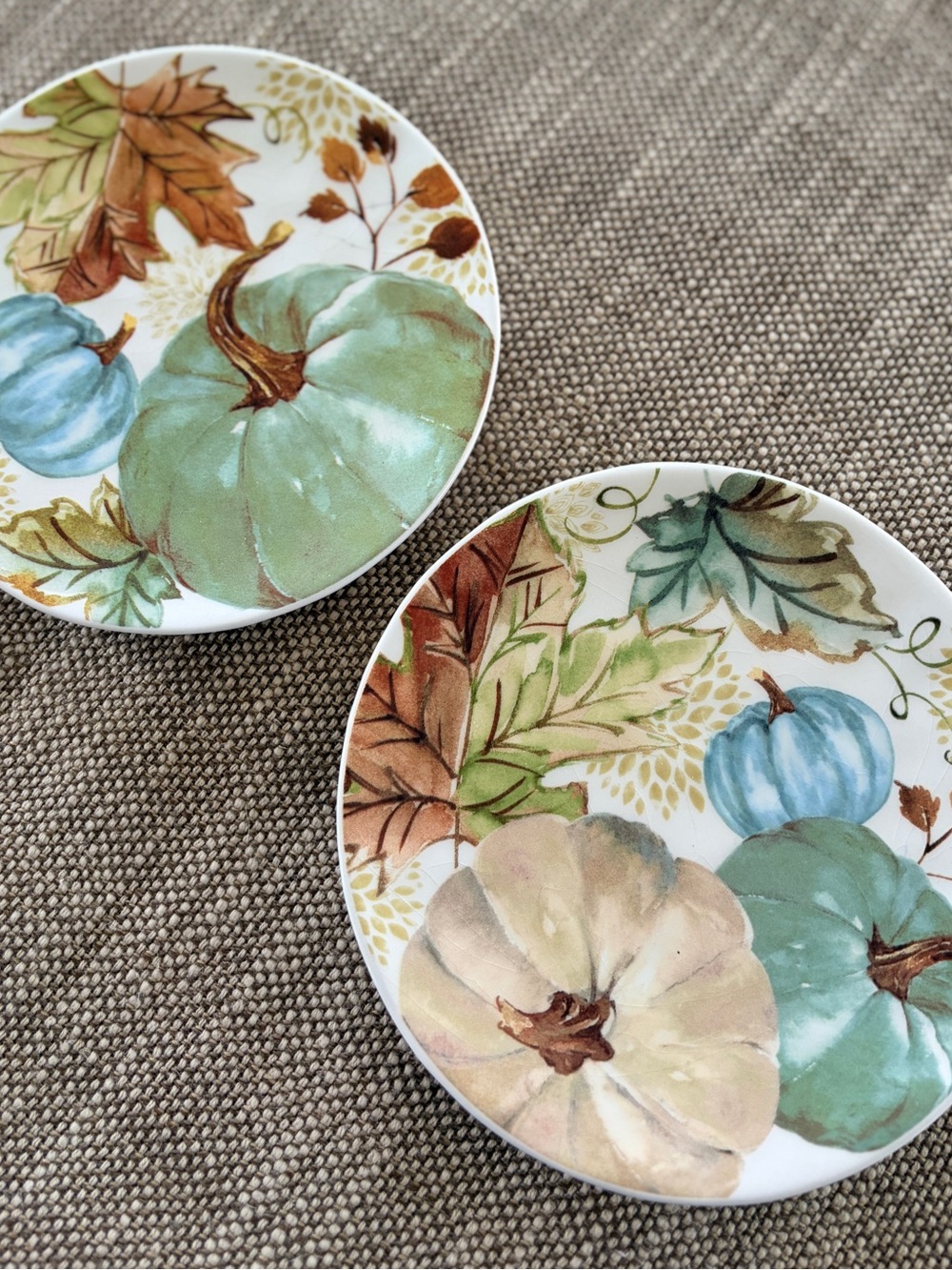 2 Potter’s Studio Appetizer Grace’s Pumpkin Floral Decorative Plates Thanksgivin